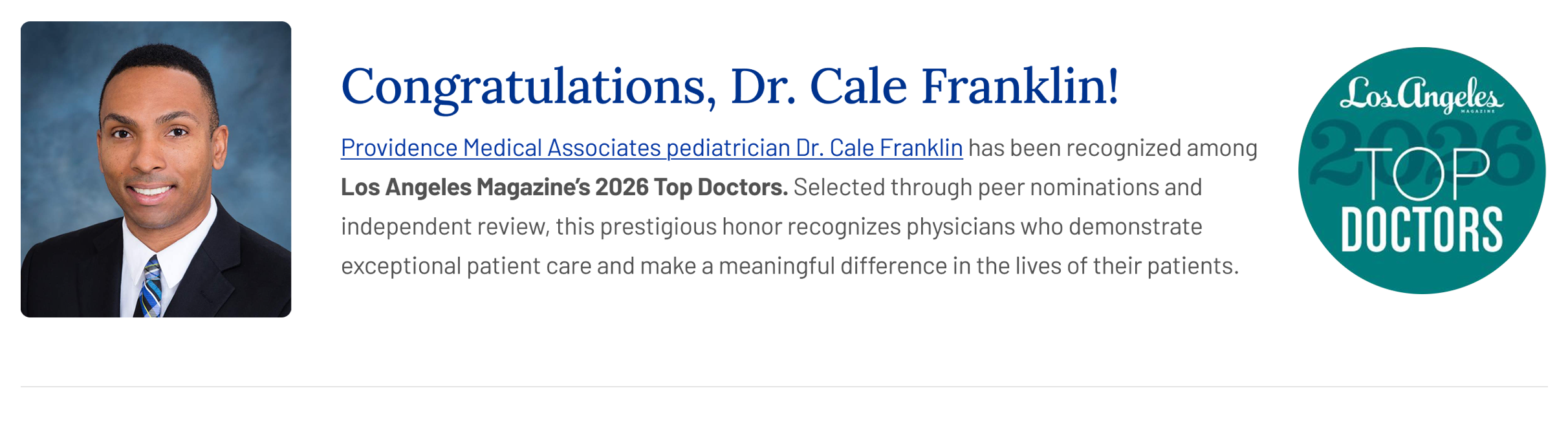 Dr. Cale Franklin, MD Feature Dr. Cale Franklin, MD Feature